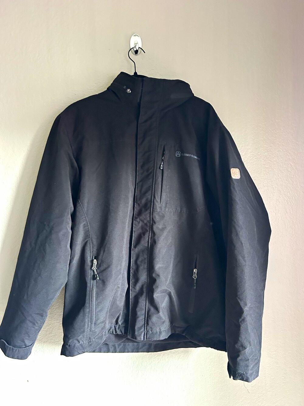 Rugged Elements Men's Black Full Zip Jacket Stand-Up Collar Zipped Pockets M